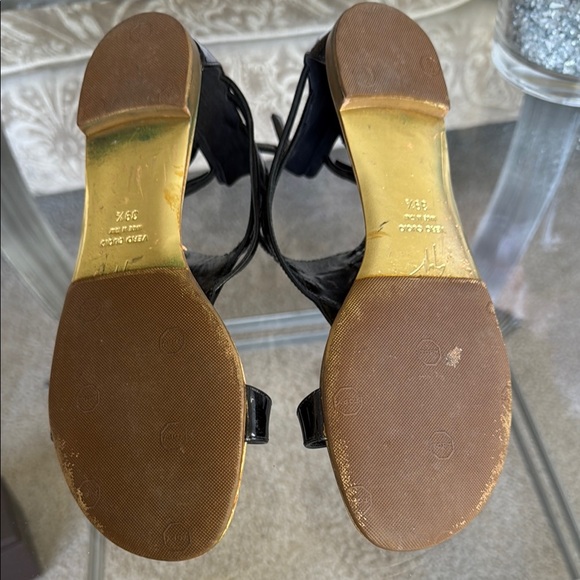 Giuseppe Zanotti Black Patent Leather Ankle Strap Flat Sandals Size 39.5 - Picture 8 of 10